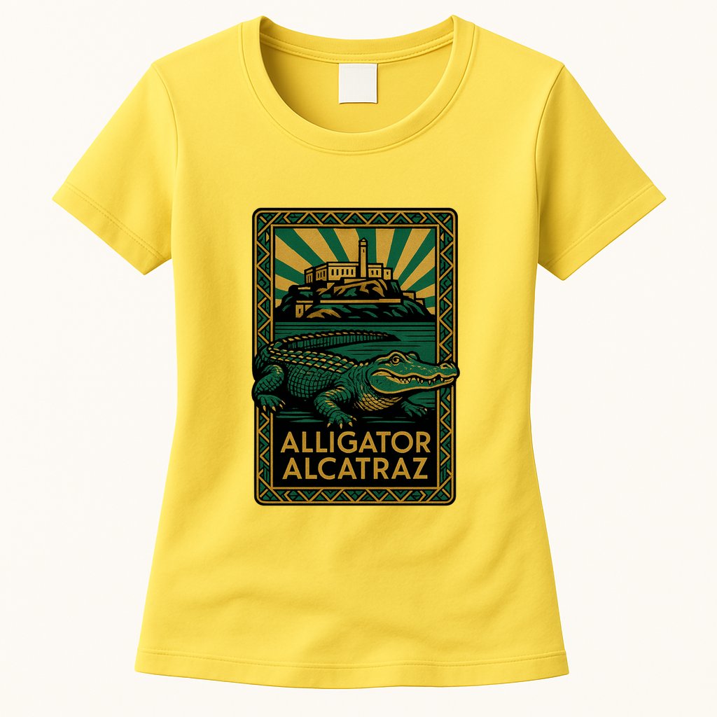 Alligator Alcatraz Art Deco Womens T-Shirt