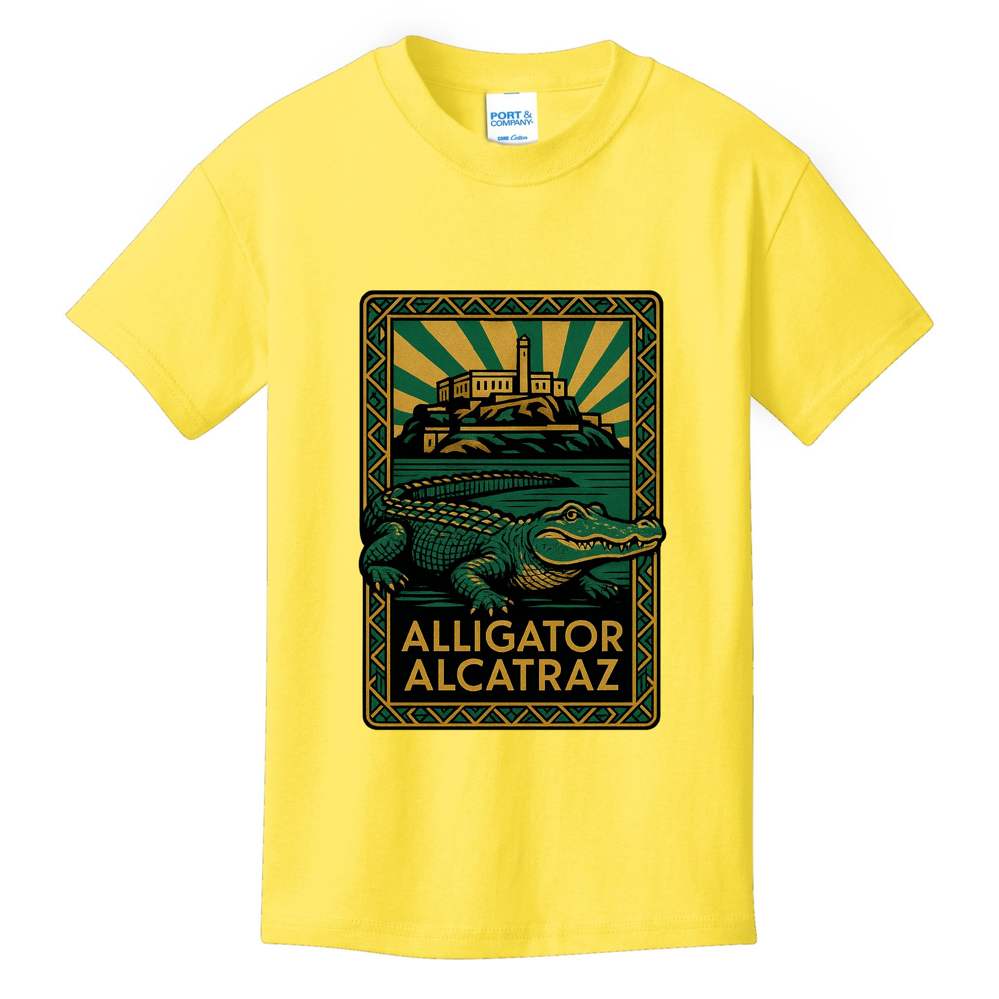 Alligator Alcatraz Art Deco Kids T-Shirt