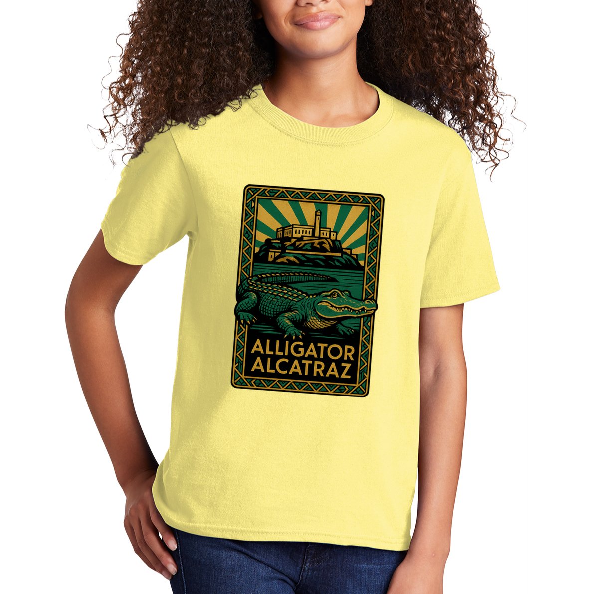 Alligator Alcatraz Art Deco Kids T-Shirt