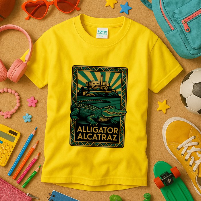 Alligator Alcatraz Art Deco Kids T-Shirt