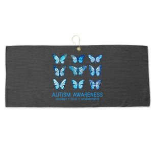 Autism Awareness Accept Love Understand Blue Butterflies Large Microfiber Waffle Golf Towel