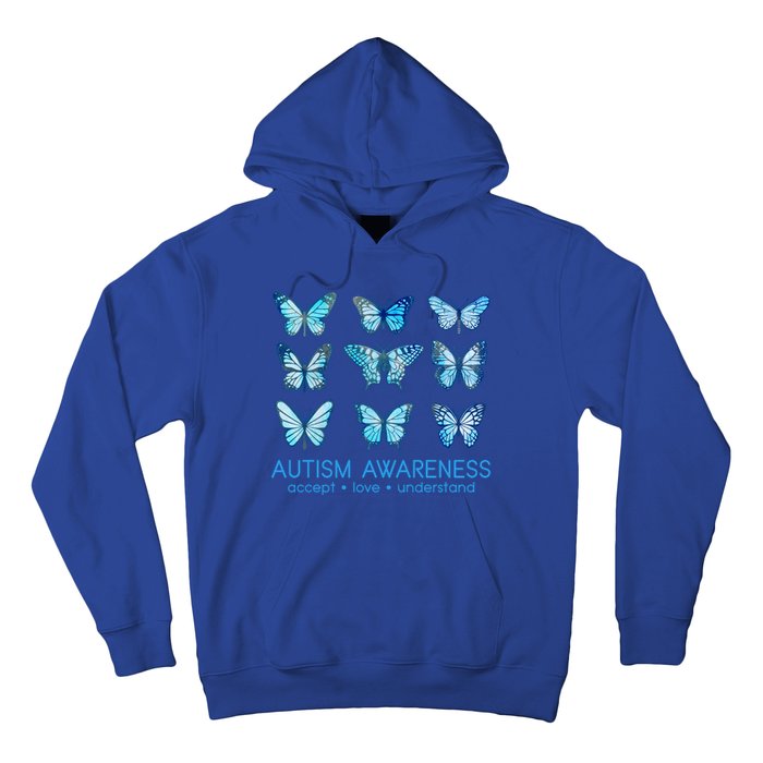 Autism Awareness Accept Love Understand Blue Butterflies Hoodie