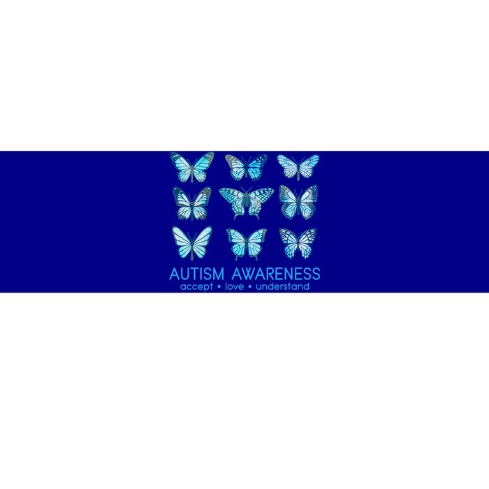 Autism Awareness Accept Love Understand Blue Butterflies Bumper Sticker