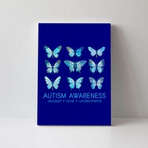 Autism Awareness Accept Love Understand Blue Butterflies Canvas