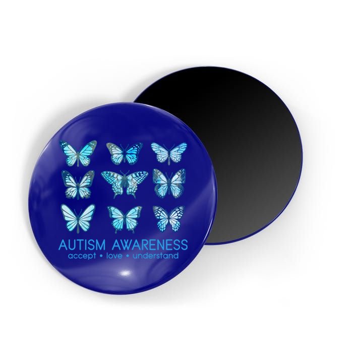 Autism Awareness Accept Love Understand Blue Butterflies Magnet