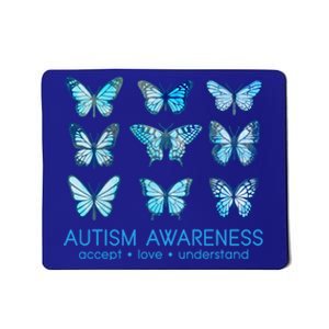 Autism Awareness Accept Love Understand Blue Butterflies Mousepad