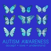Autism Awareness Accept Love Understand Blue Butterflies Poster
