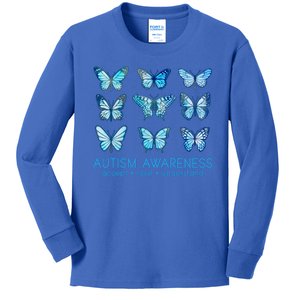 Autism Awareness Accept Love Understand Blue Butterflies Kids Long Sleeve Shirt