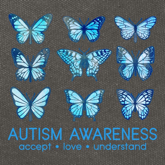 Autism Awareness Accept Love Understand Blue Butterflies Cotton Canvas Backpack