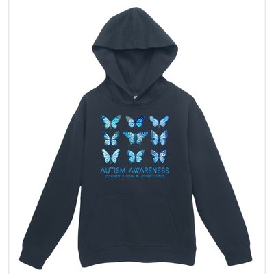 Autism Awareness Accept Love Understand Blue Butterflies Urban Pullover Hoodie