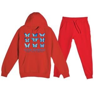 Autism Awareness Accept Love Understand Blue Butterflies Premium Hooded Sweatsuit Set