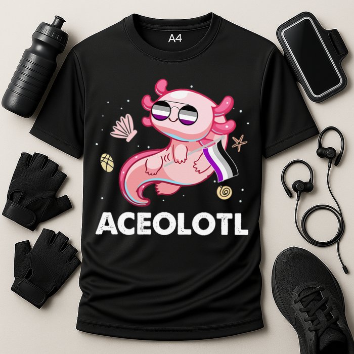 Ace Axolotl Asexual Pride Flag Mexican Salamander LGBTQ Cooling Performance Crew T-Shirt