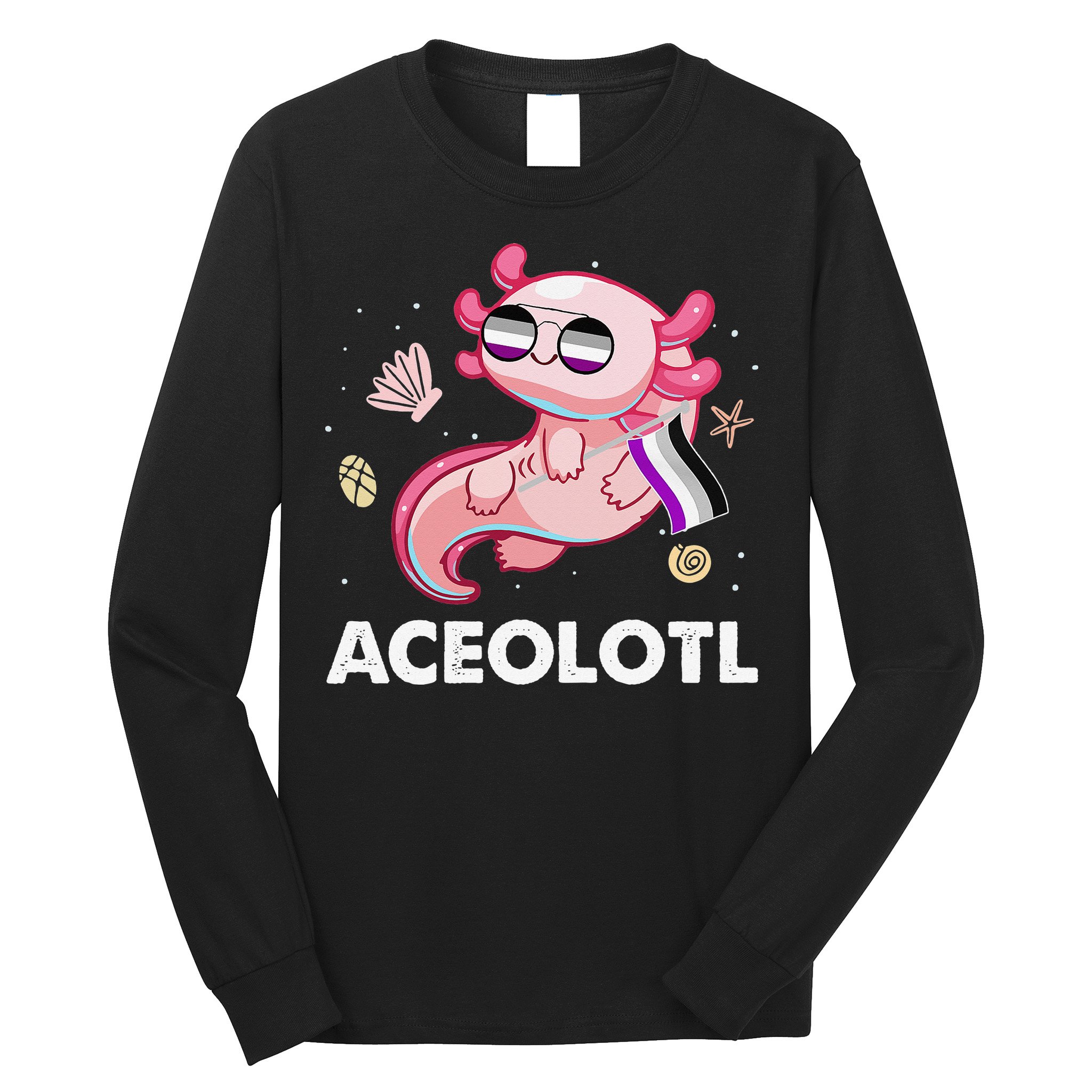 Ace Axolotl Asexual Pride Flag Mexican Salamander LGBTQ Long Sleeve Shirt