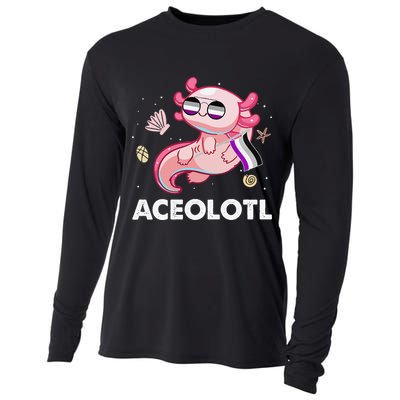 Ace Axolotl Asexual Pride Flag Mexican Salamander LGBTQ Cooling Performance Long Sleeve Crew