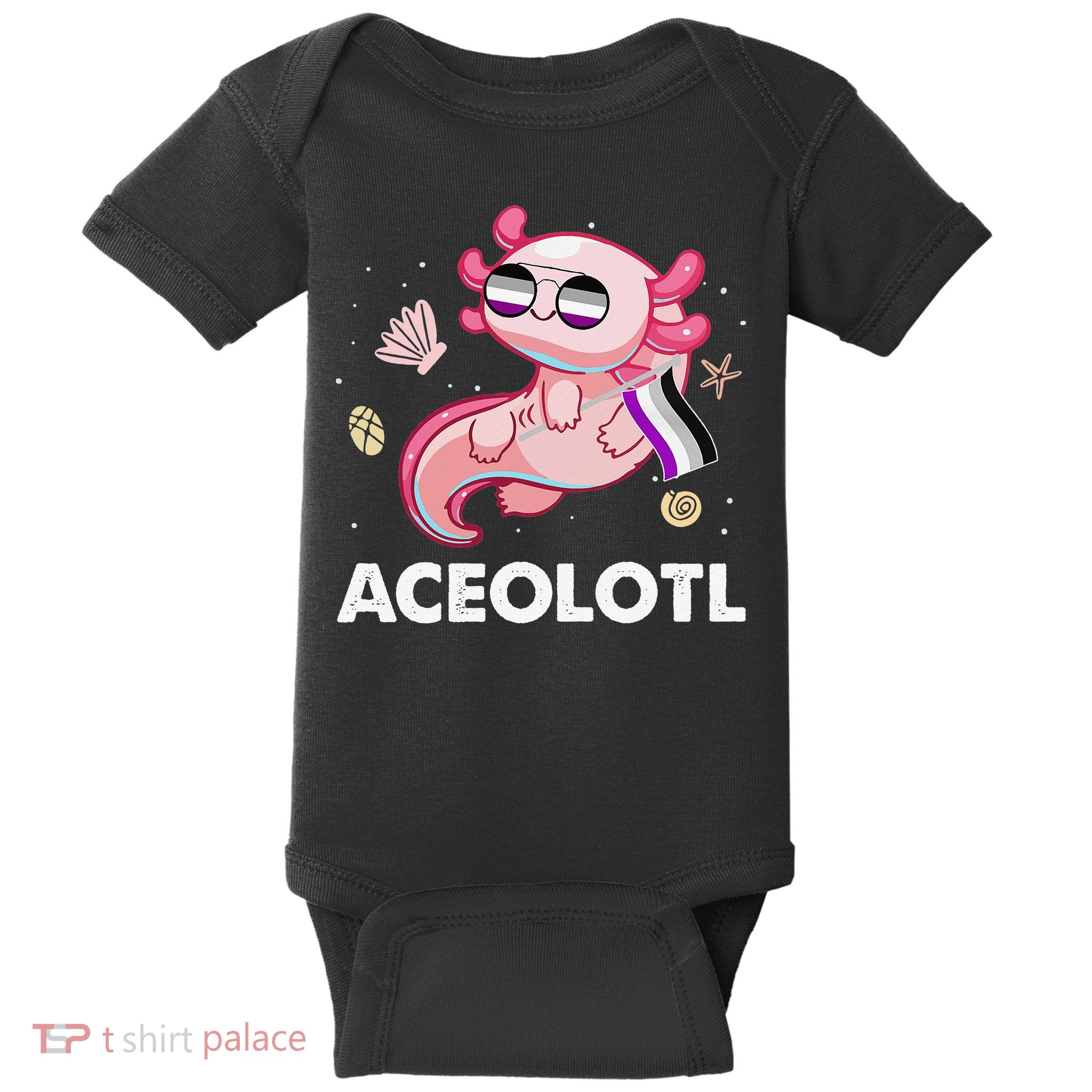 Ace Axolotl Asexual Pride Flag Mexican Salamander LGBTQ Baby Bodysuit