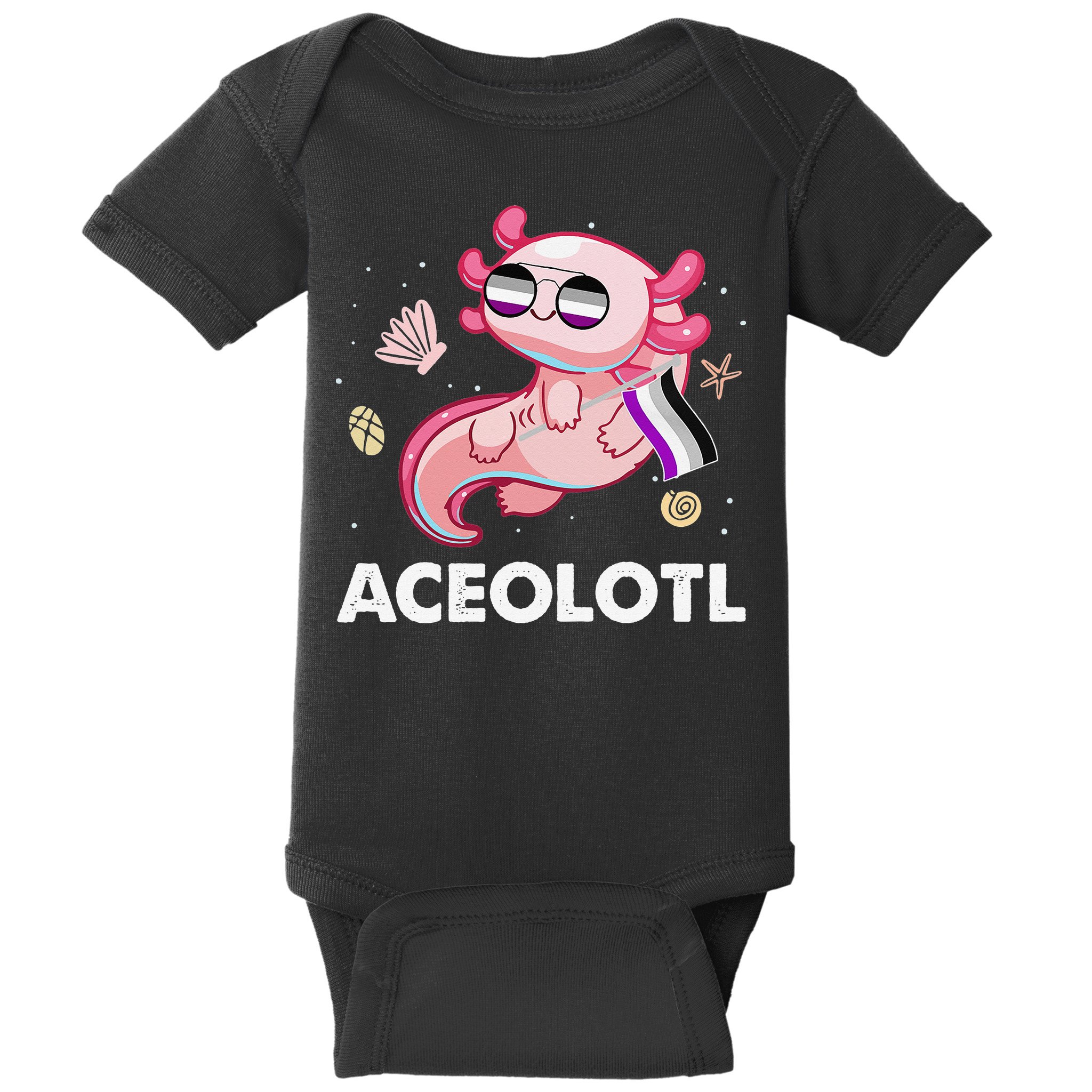 Ace Axolotl Asexual Pride Flag Mexican Salamander LGBTQ Baby Bodysuit
