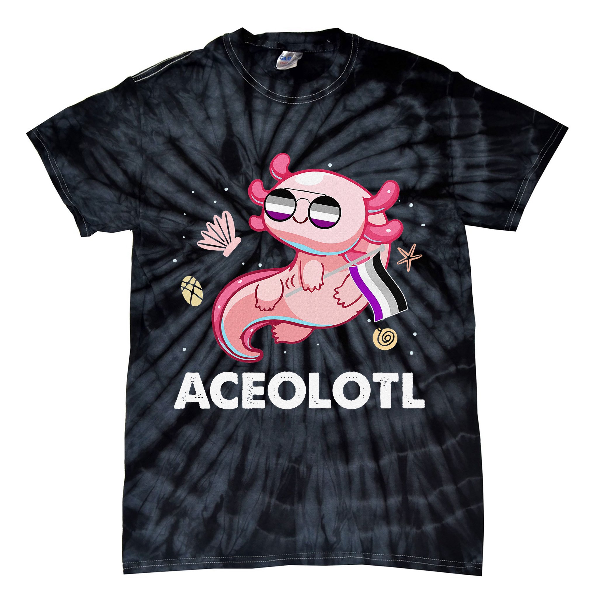 Ace Axolotl Asexual Pride Flag Mexican Salamander LGBTQ Tie-Dye T-Shirt