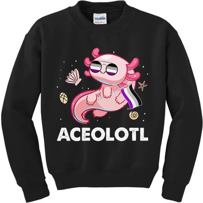 Ace Axolotl Asexual Pride Flag Mexican Salamander LGBTQ Kids Sweatshirt
