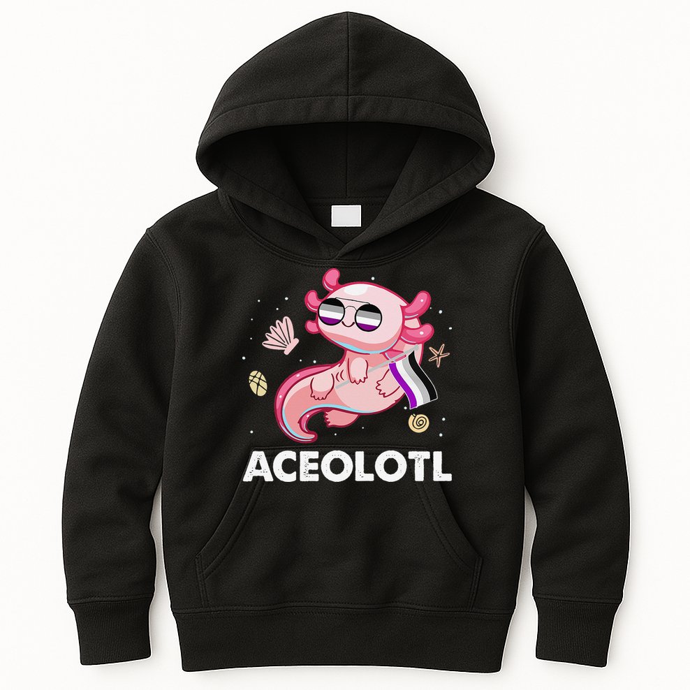 Ace Axolotl Asexual Pride Flag Mexican Salamander LGBTQ Kids Hoodie