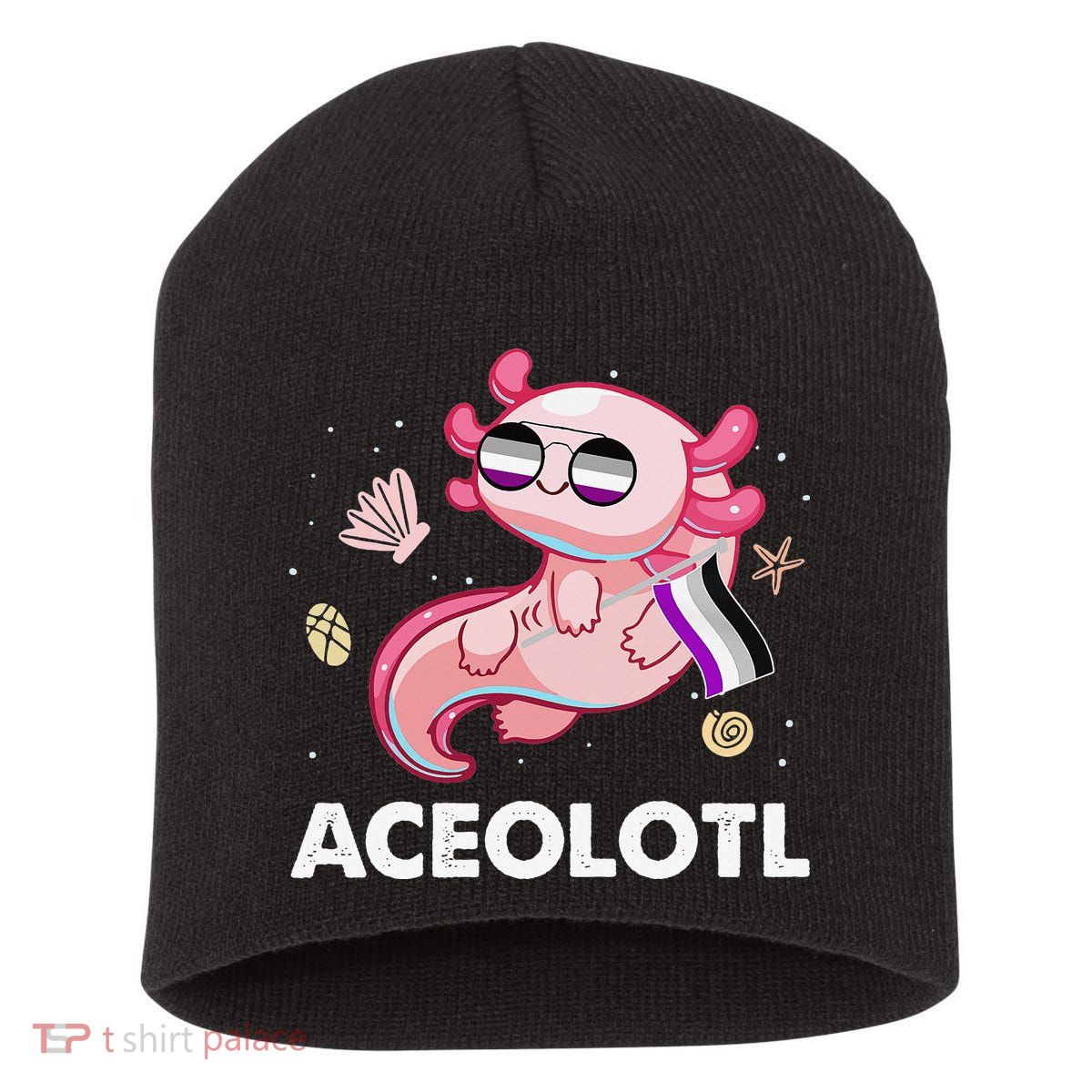 Ace Axolotl Asexual Pride Flag Mexican Salamander LGBTQ Short Acrylic Beanie