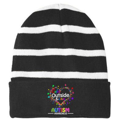 Autism Awareness April Striped Beanie with Solid Band