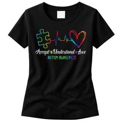 Autism Awareness Accept Understand Love Autism Mom Tie Dye Womens T-Shirt