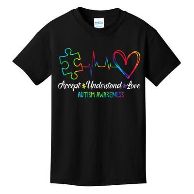 Autism Awareness Accept Understand Love Autism Mom Tie Dye Kids T-Shirt