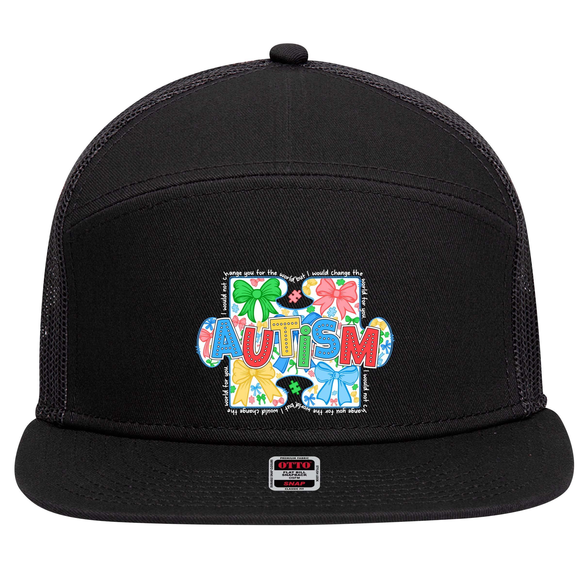 Autism Awareness 7 Panel Mesh Trucker Snapback Hat