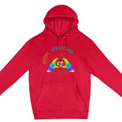 Autism Awareness Accept Understand Love ASD Heart Premium Pullover Hoodie