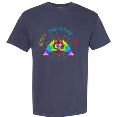 Autism Awareness Accept Understand Love ASD Heart Garment-Dyed Heavyweight T-Shirt