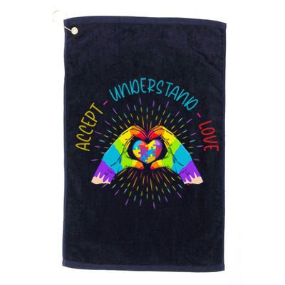 Autism Awareness Accept Understand Love ASD Heart Platinum Collection Golf Towel