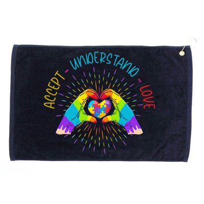 Autism Awareness Accept Understand Love ASD Heart Grommeted Golf Towel