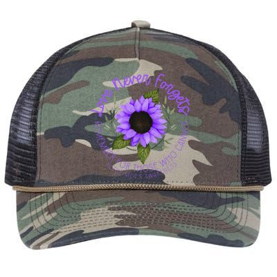 Alzheimer Awareness And Women Purple Sunflower Retro Rope Trucker Hat Cap