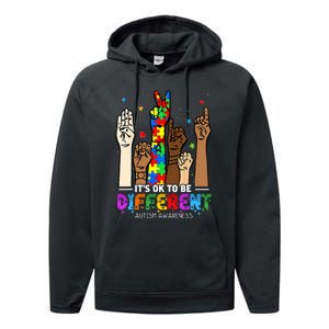 Autism Awareness Acceptance Women Its Ok To Be Different Performance Fleece Hoodie