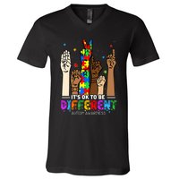 Autism Awareness Acceptance Women Its Ok To Be Different V-Neck T-Shirt