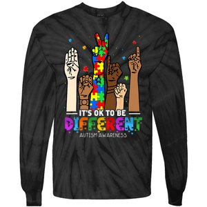 Autism Awareness Acceptance Women Its Ok To Be Different Tie-Dye Long Sleeve Shirt