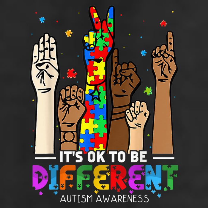 Autism Awareness Acceptance Wo Kid Its Ok To Be Different 7 Panel Mesh Trucker Snapback Hat