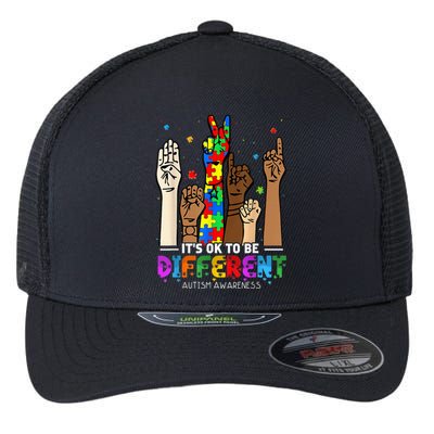 Autism Awareness Acceptance Wo Kid Its Ok To Be Different Flexfit Unipanel Trucker Cap