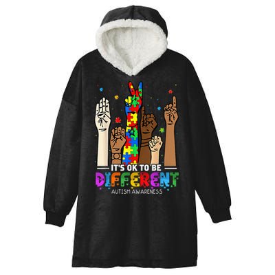 Autism Awareness Acceptance Wo Kid Its Ok To Be Different Hooded Wearable Blanket
