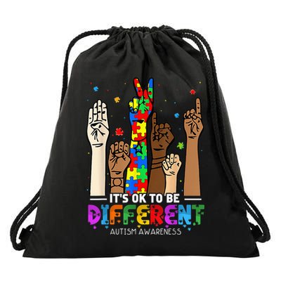 Autism Awareness Acceptance Wo Kid Its Ok To Be Different Drawstring Bag