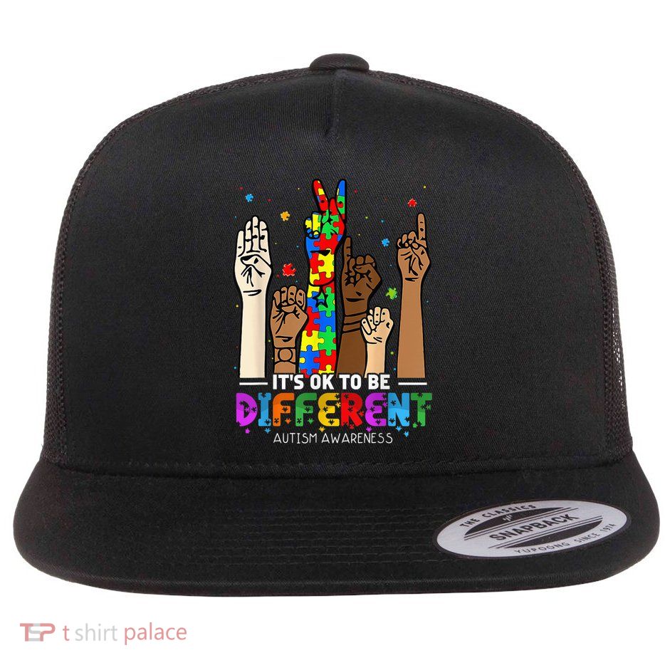 Autism Awareness Acceptance Wo Kid Its Ok To Be Different Flatbill Hat