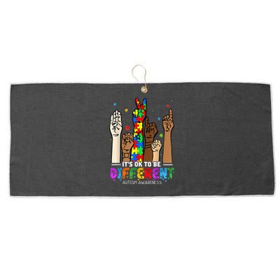 Autism Awareness Acceptance Wo Kid Its Ok To Be Different Large Microfiber Waffle Golf Towel