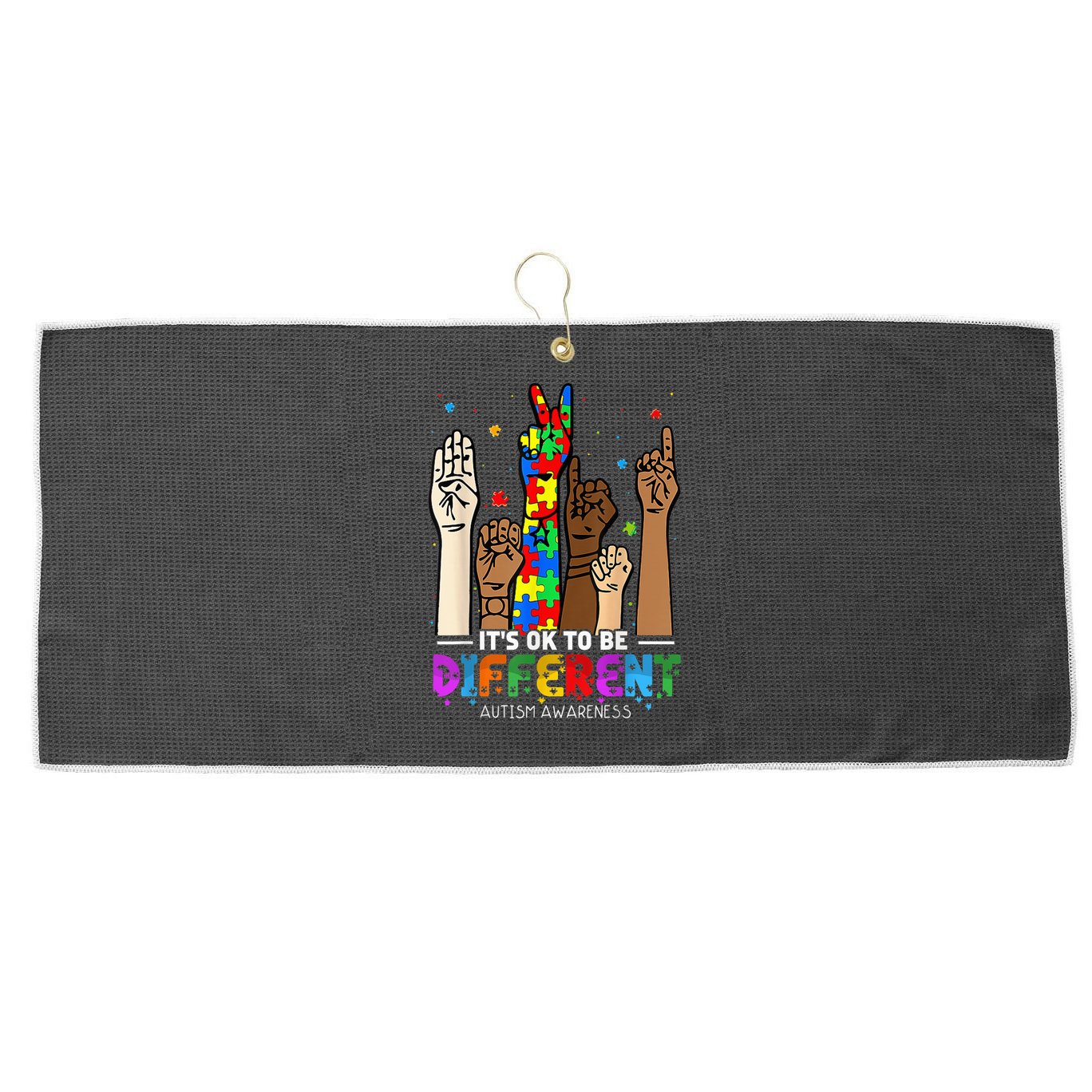 Autism Awareness Acceptance Wo Kid Its Ok To Be Different Large Microfiber Waffle Golf Towel