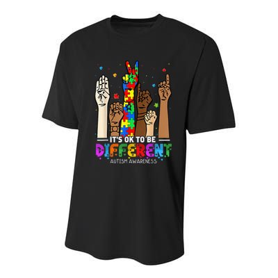 Autism Awareness Acceptance Wo Kid Its Ok To Be Different Youth Performance Sprint T-Shirt