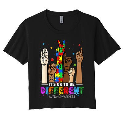 Autism Awareness Acceptance Wo Kid Its Ok To Be Different Crop Top