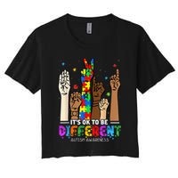 Autism Awareness Acceptance Wo Kid Its Ok To Be Different Women's Crop Top Tee