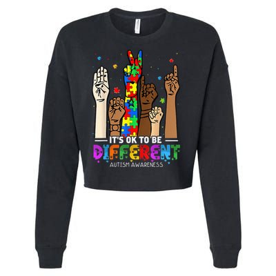 Autism Awareness Acceptance Wo Kid Its Ok To Be Different Cropped Pullover Crew