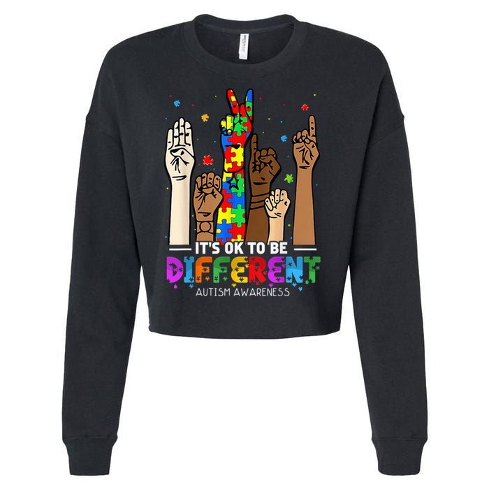 Autism Awareness Acceptance Wo Kid Its Ok To Be Different Cropped Pullover Crew