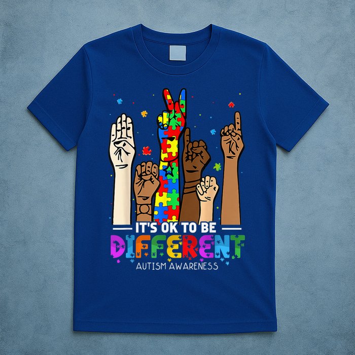 Autism Awareness Acceptance Wo Kid Its Ok To Be Different T-Shirt