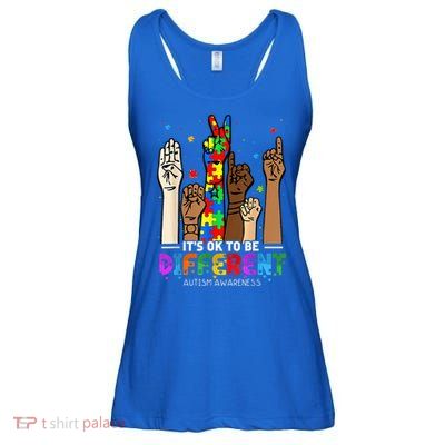 Autism Awareness Acceptance Wo Kid Its Ok To Be Different Ladies Essential Flowy Tank